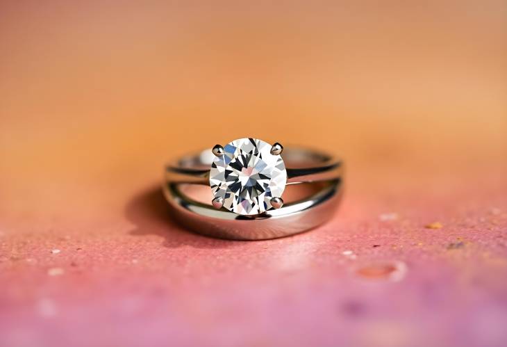 Stunning Diamond Engagement Ring on Vibrant Abstract Background